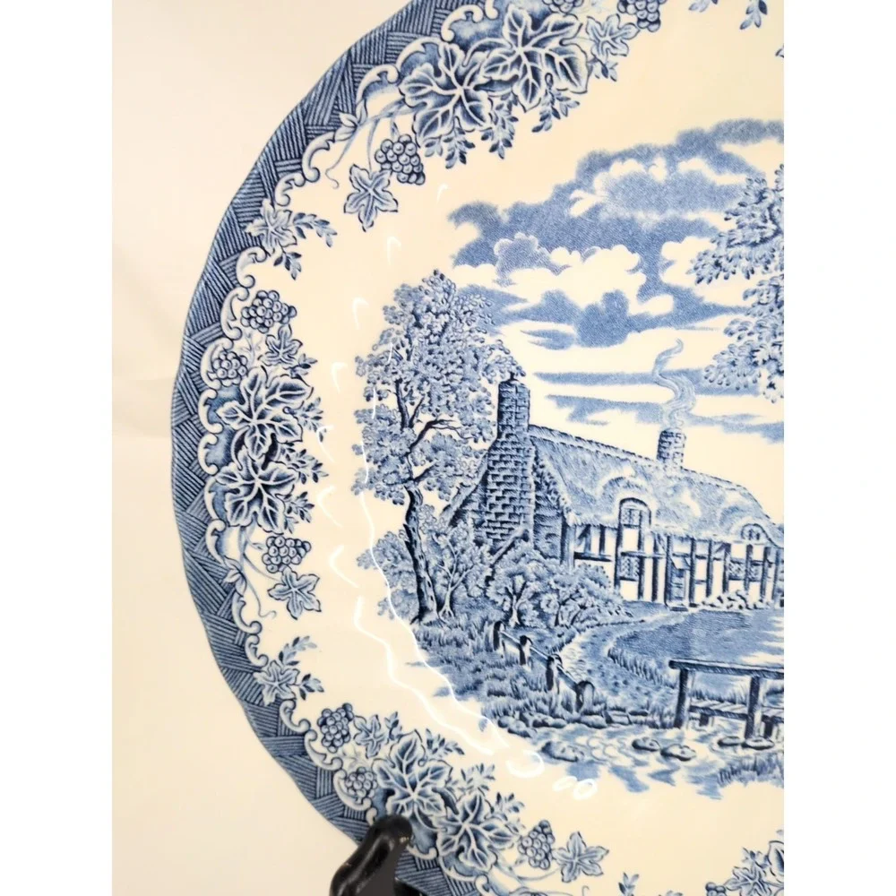 Vintage Churchill The Brook Blue Scalloped Edge Dinner Plate 10